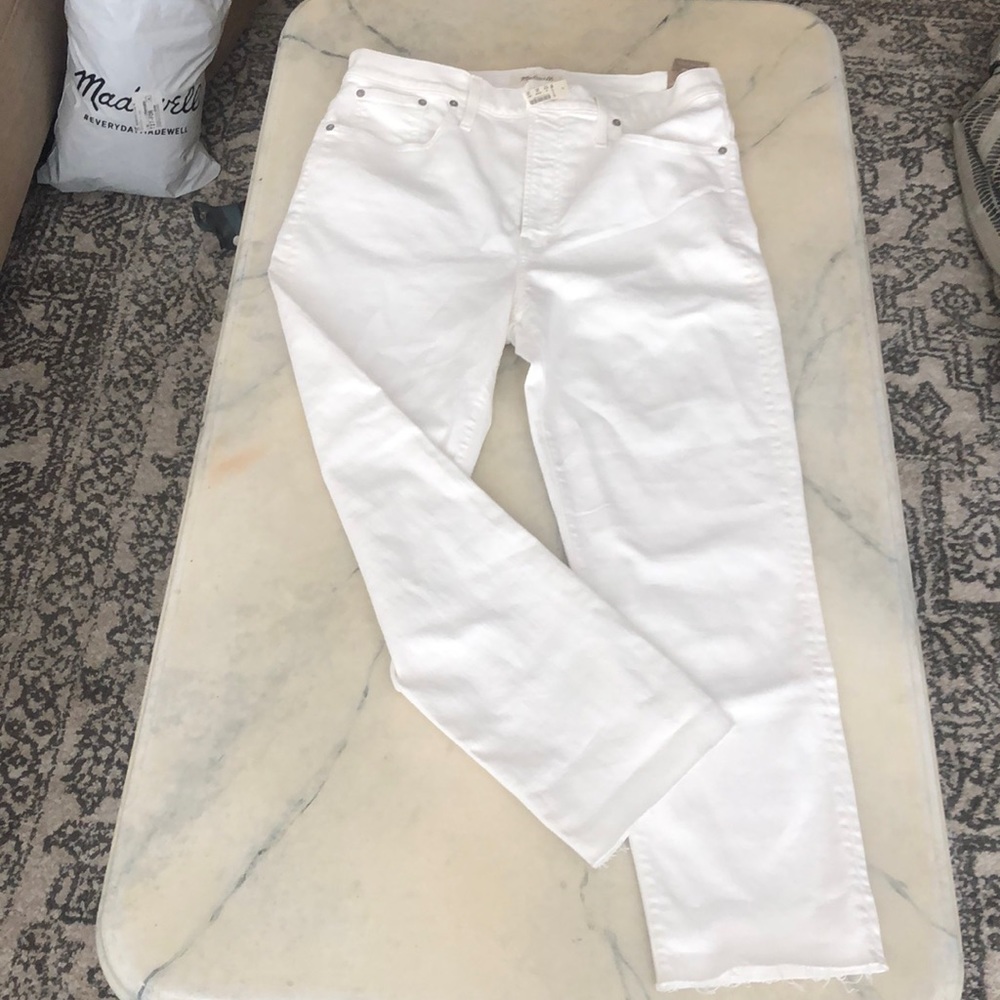 NWT Madewell Perfect Vintage Straight Crop Jean Sz 32 White